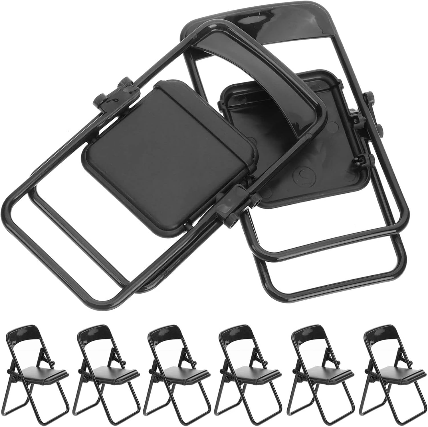 Gadpiparty 36 Pieces Mini Chairs for Crafts 1/6 Scale Plastic Dollhouse Furniture Mini Folding Chair Toys Simulation Stand Model Desk Phone Stand for Doll Decoration