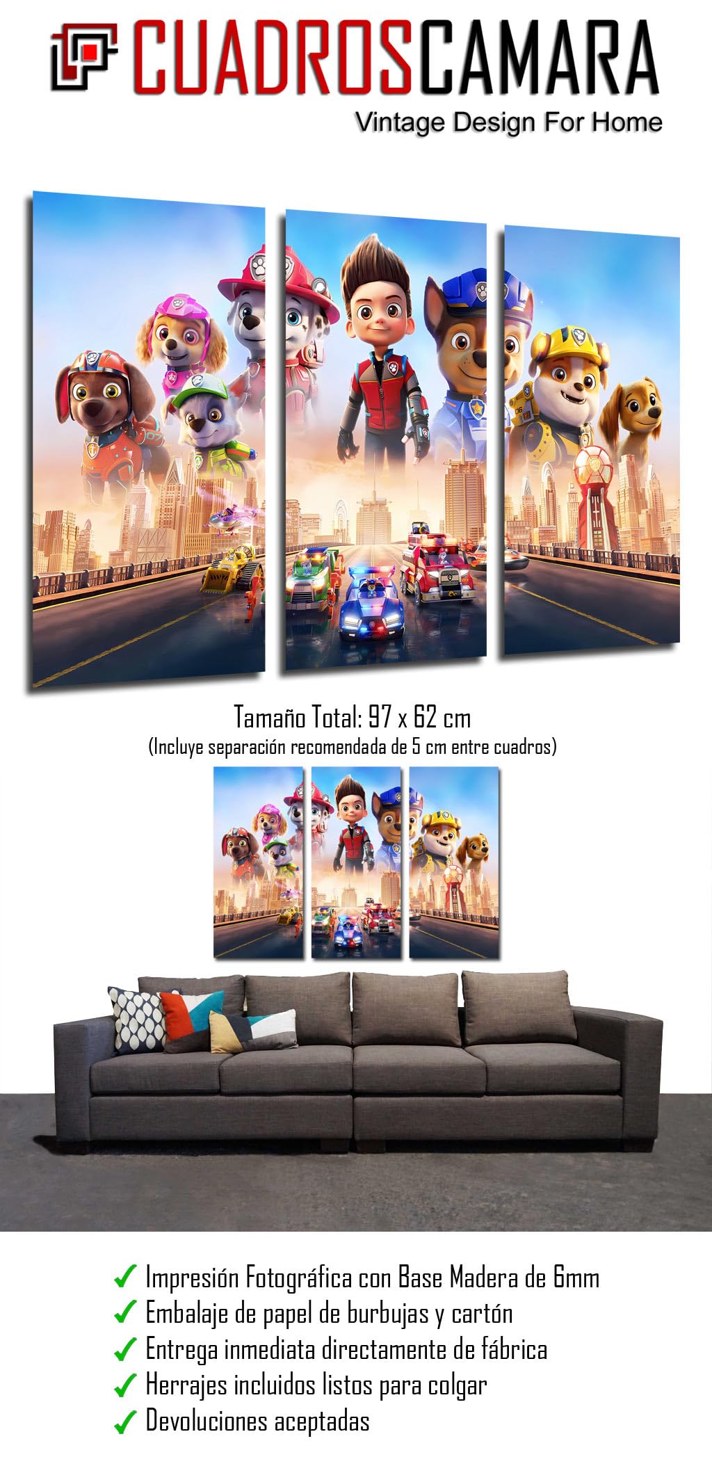 Set van 3 wandafbeeldingen, moderne decoratie voor woonkamer