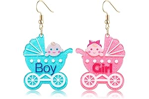Mom to Be Baby Shower Earrings Stroller Design Gender Reveal Acrylic Mismatched Earrings