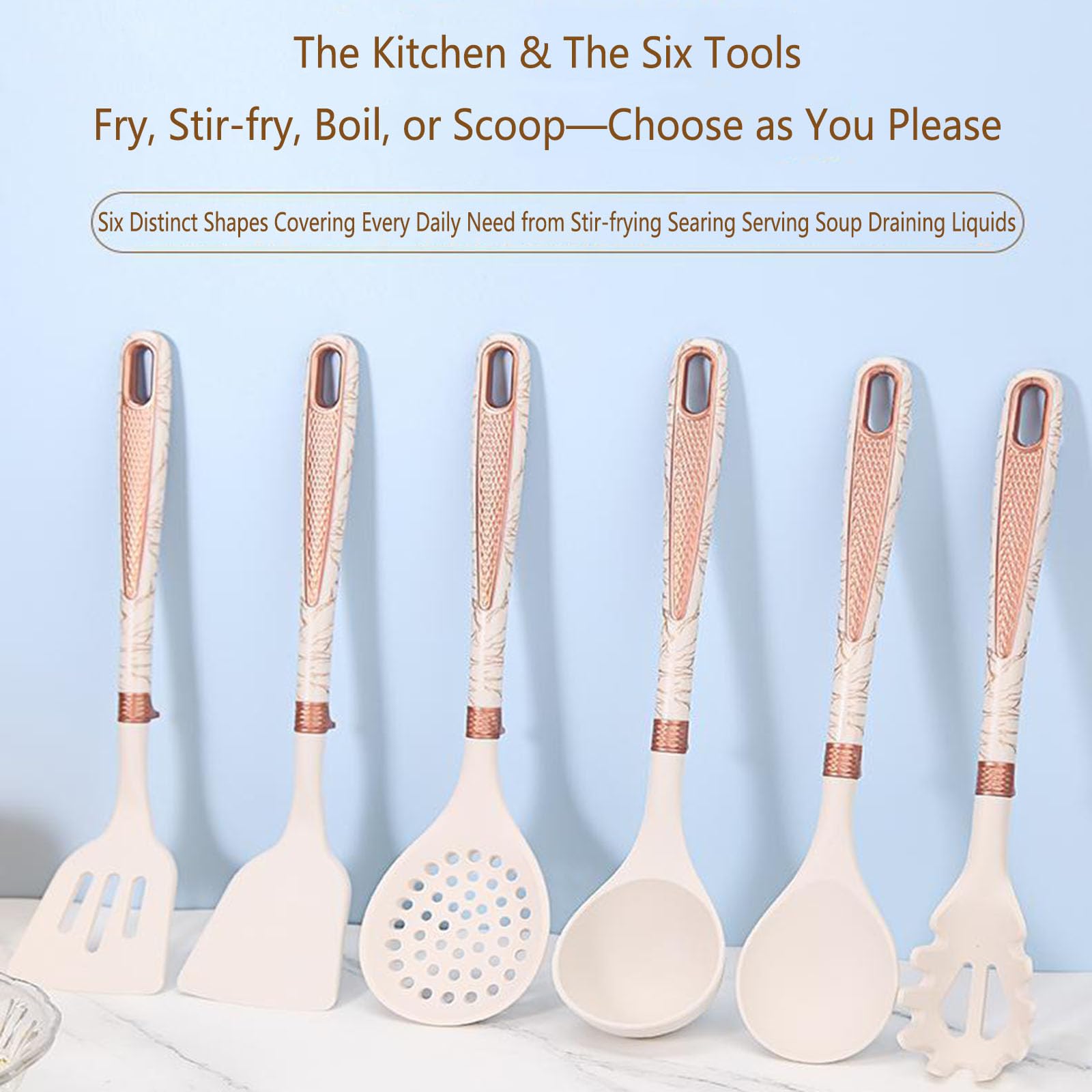 Silikon Küchenhelfer Set,7 Stück Silikon Küchenutensilien Kochbesteck Set Hitzebeständiger Kochbesteck Set Mit Utensilienhalter, Gesund & Antihaft, Spülmaschinengeeigne