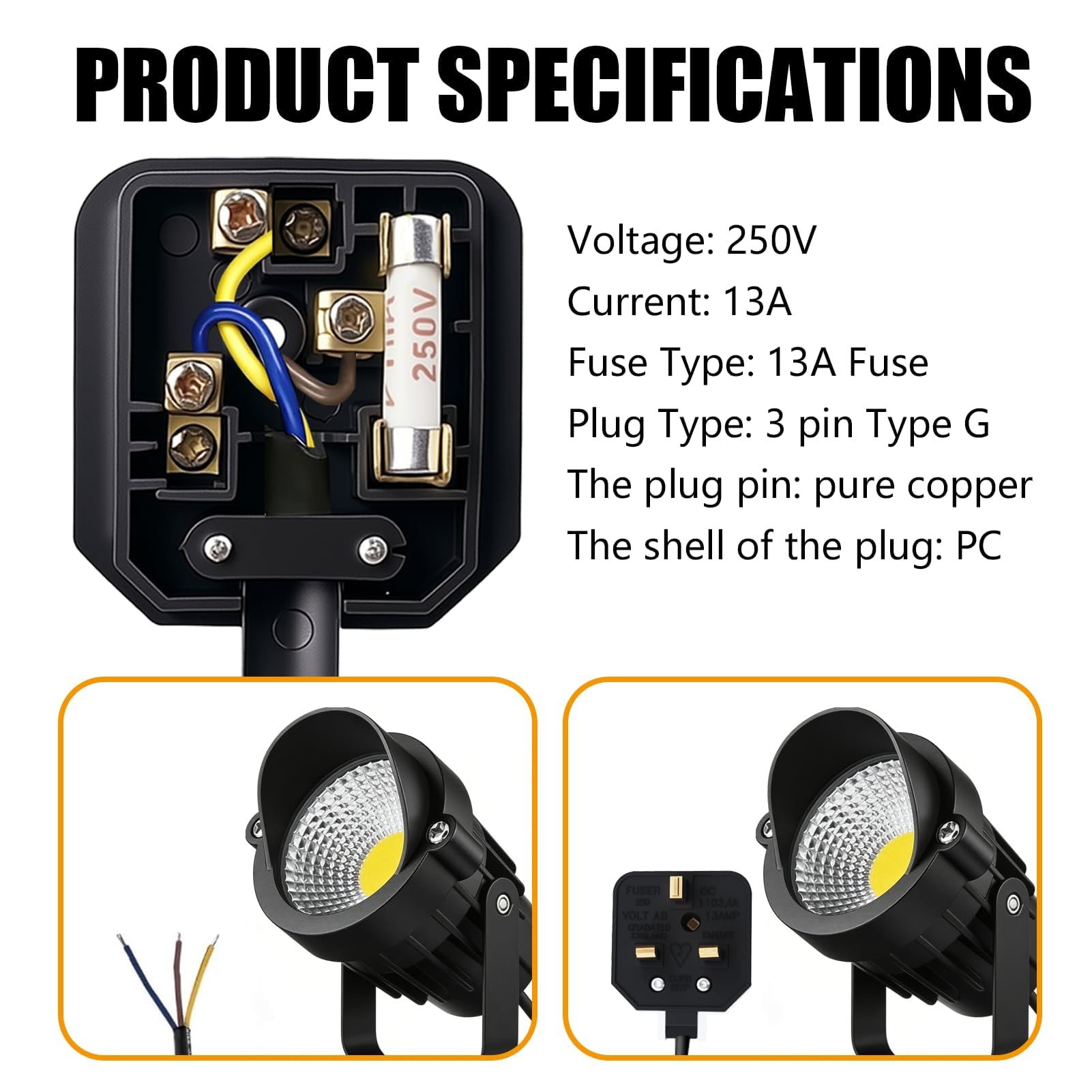 2 Pack Heavy-Duty 3 Pin Plug UK 13A Fused Mains Plugs Durable Rubber Plug for Home Rewireable Heat-Resistant Power Tools Appliances Extension Leads Industrial Workshop Use — view 5