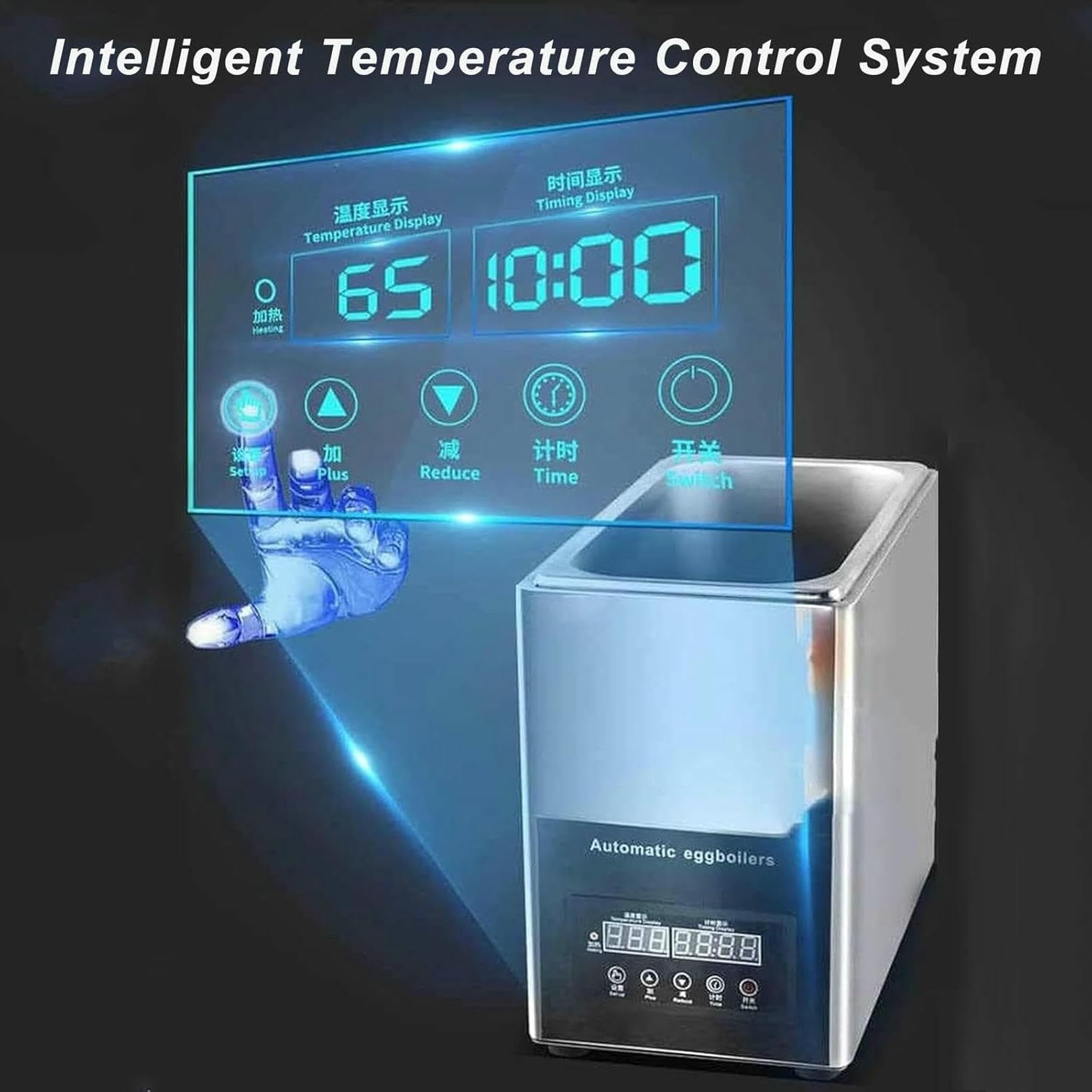 Cocedor de Huevos eléctrico de Aguas Termales, máquina Inteligente automática para Huevos Semi-hervidos y pasados por Agua, 50 Unidades de Gran Capacidad (B)