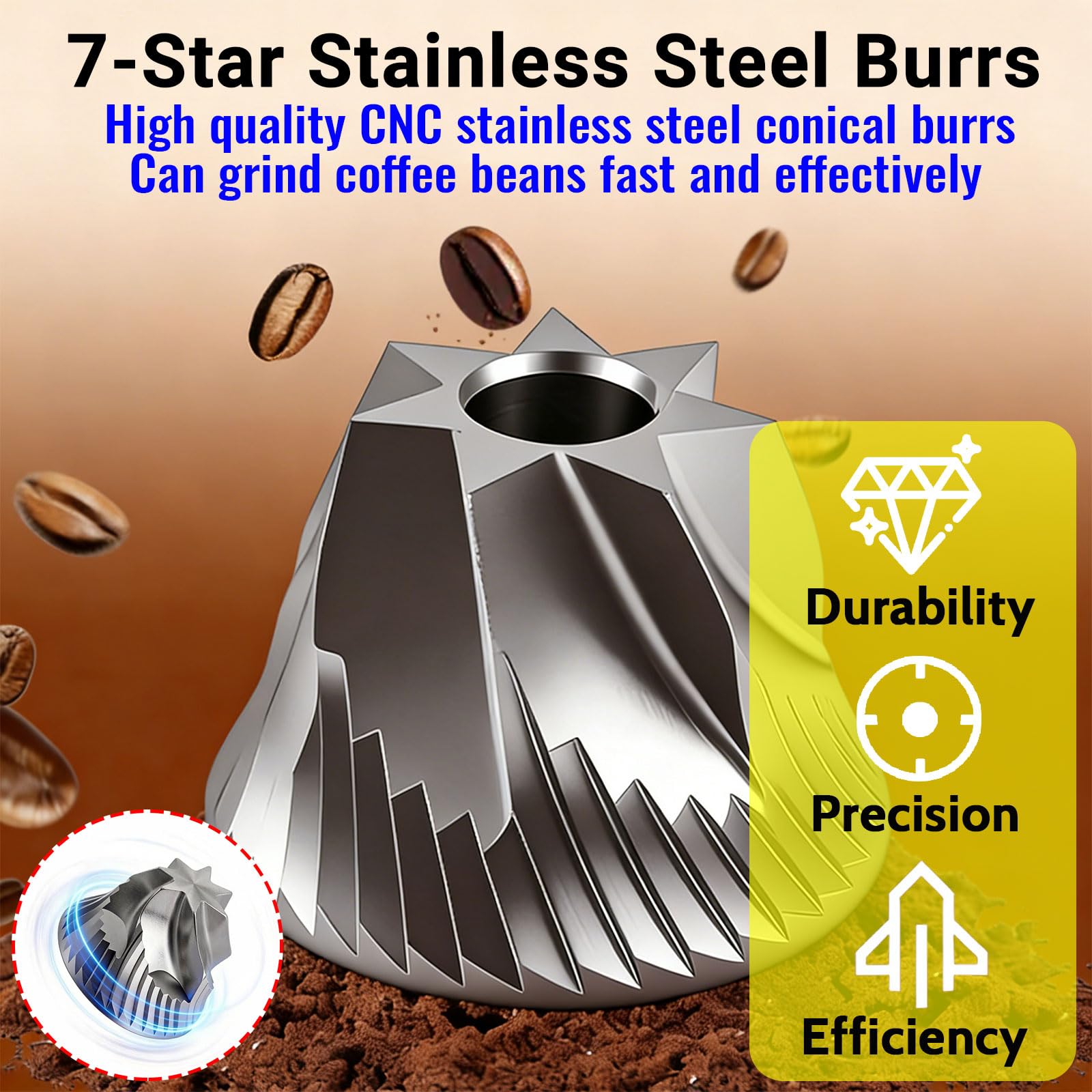 Portable Electric Conical Burr Coffee Grinder, USB-C Rechargeable Cordless Handheld, Adjustable Settings & Auto-Stop, Metal Shell for Travel, Camping, Home Espresso & French Press - Pink - 4