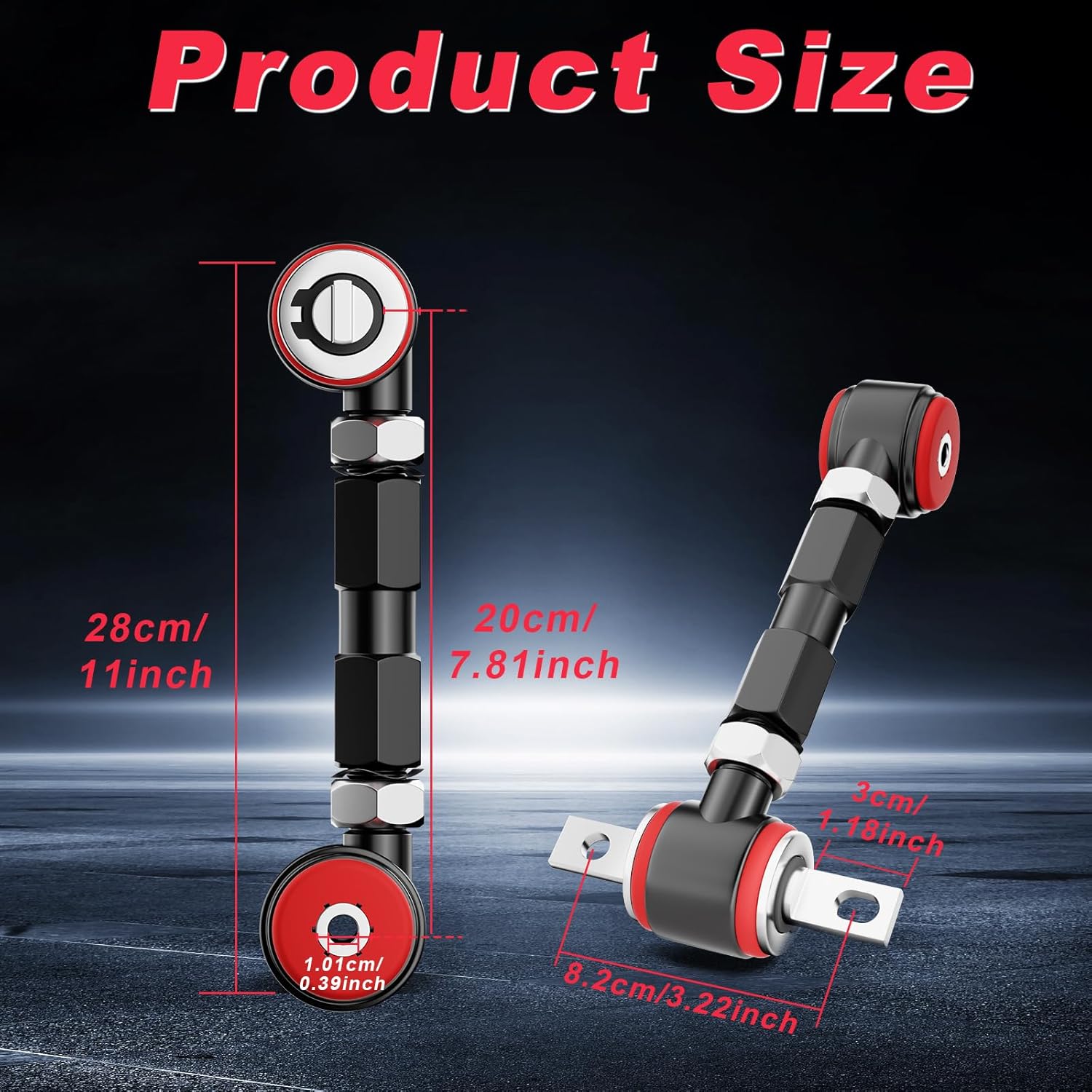 2 Pieces Rear Upper Adjustable Camber Arm Kit Compatible with Honda Civic 1992-2000 Integra EG, Camber Control Arms (black)