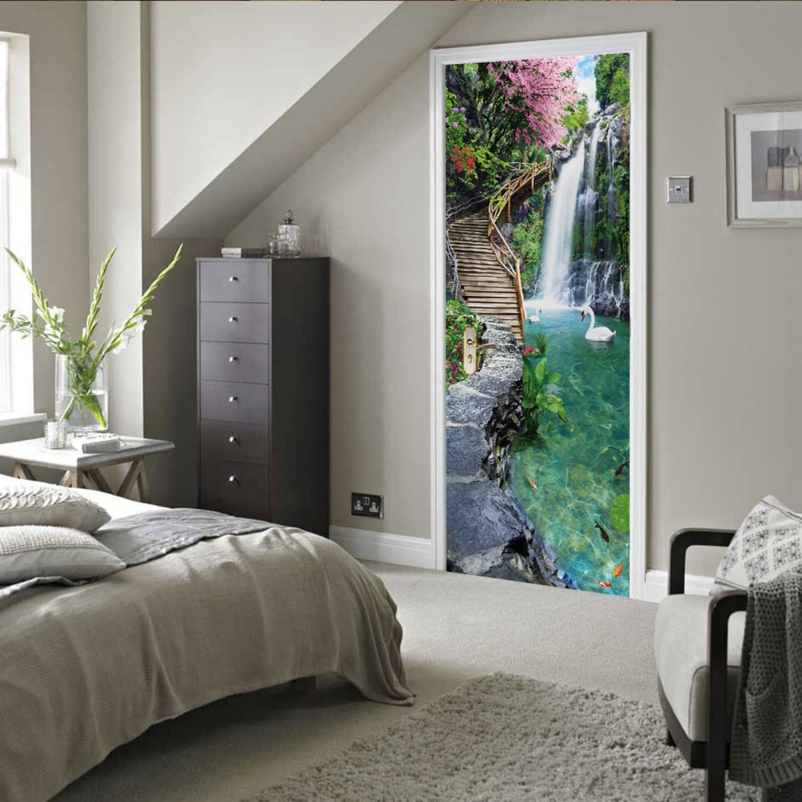 Adesivi Per Porte 3D Multi Stile Poster Autoadesivo In PVC Adesivo Per Copertura Porta Con Venature Del Legno Appartamento Porta Di Casa Frigo Art Mural Decor