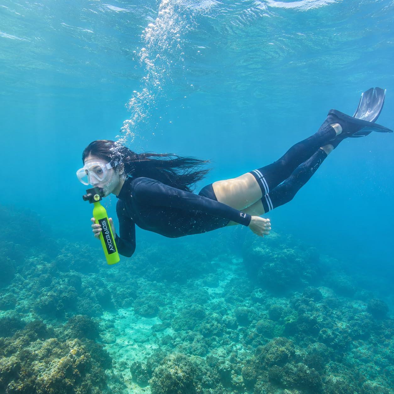 Mini bombola subacquea da 0,5 l, set di bottiglie di ossigeno portatile con pompa a mano, attrezzatura per snorkeling per allenamento subacqueo