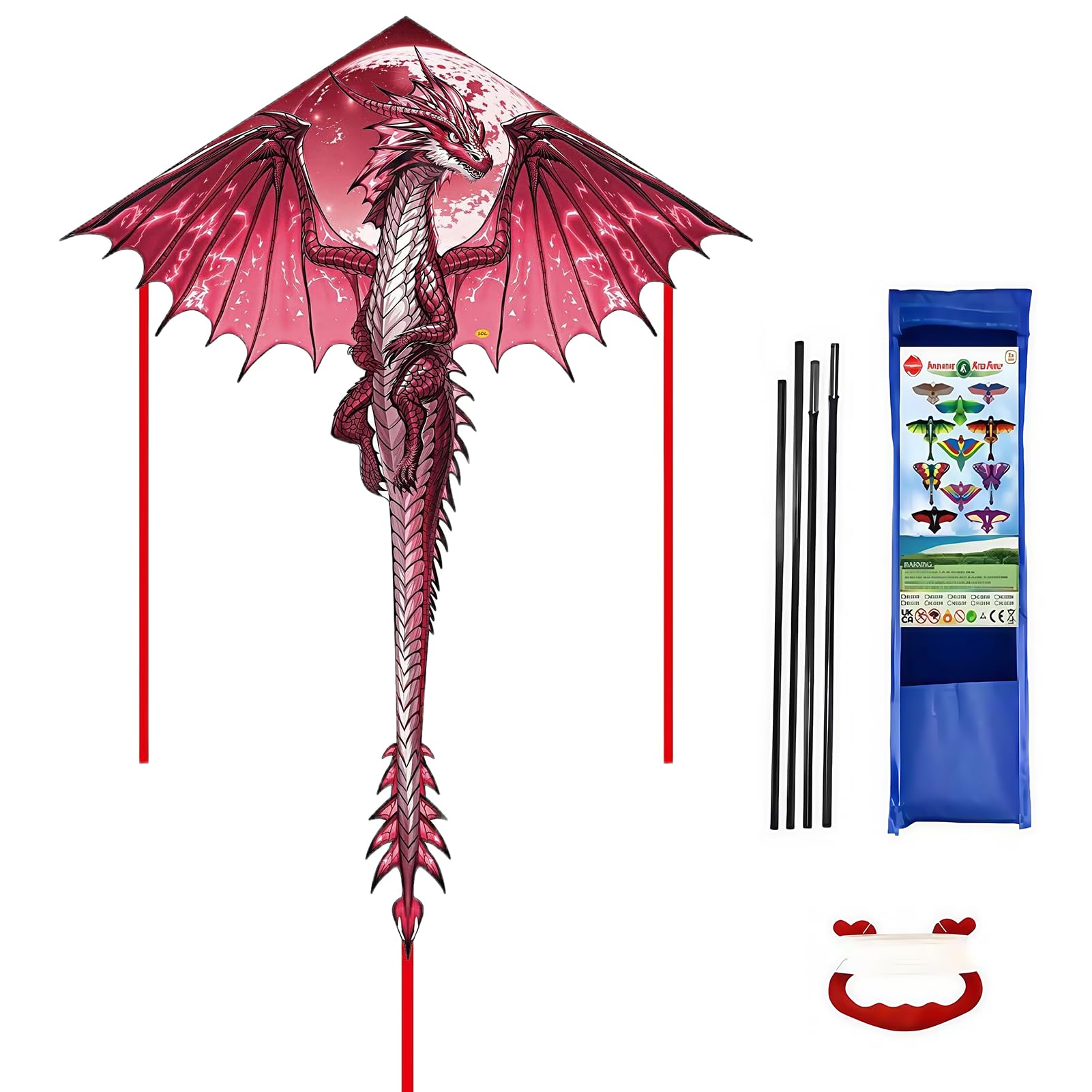 Vspek Large Big Red Dragon Kite