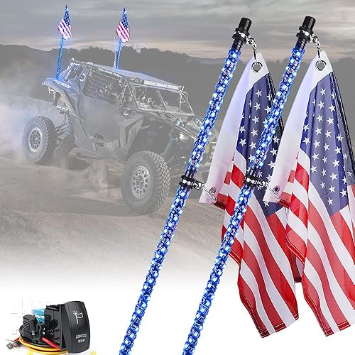 Miniatura 22 de Xprite 1 luz LED RGB de 3 pies, control remoto y aplicación, patrón de persecución DIY con luces de freno de marcha atrás, antena de seguridad,