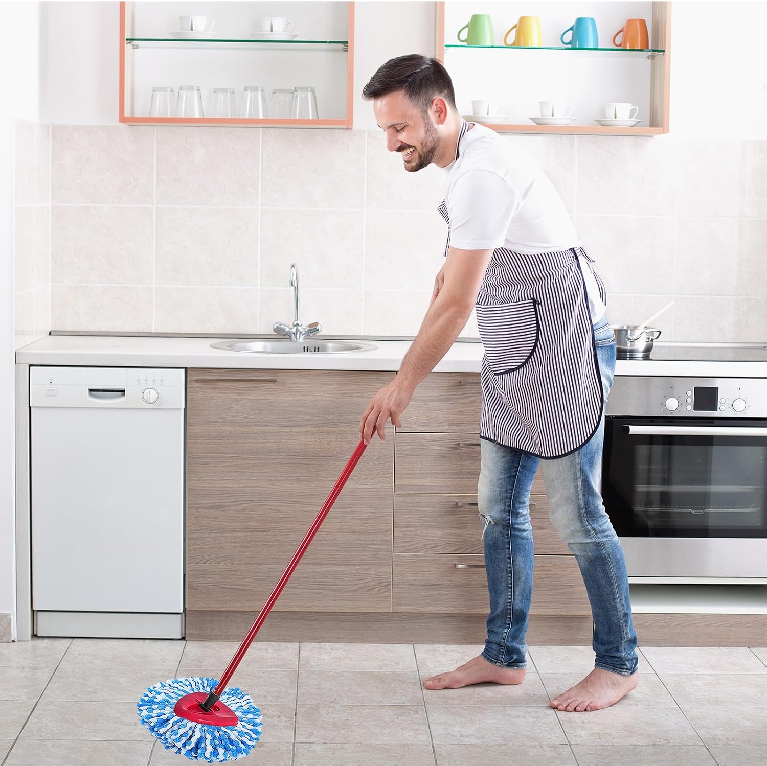 4 Pack Mop Replacement Heads for O-Ceda Mop Replace Head EasyWrin Spin Mop Heads Replacements, Microfiber Spin Mop Refills, Machine Washable and Easy-to-Replace (1-Tank System)