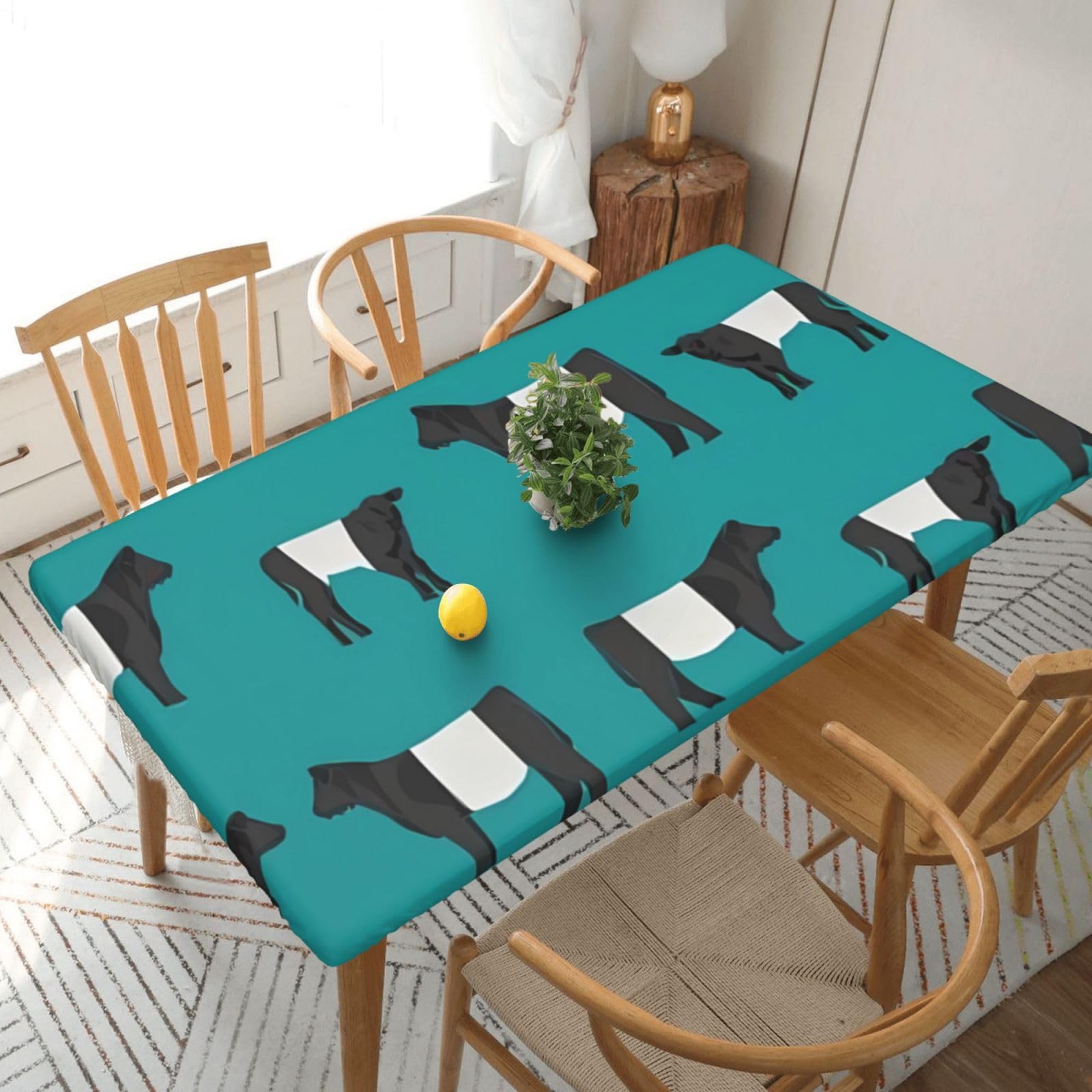 BNVSADC Galloway Cow Printed 5FT Tablecloth Polyester Kitchen Water Resistant Table Cloth Dining Table Decoration Table Covers, 152x76 CM