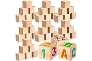 40 Piece Blank Wooden Blocks for Baby Showers
