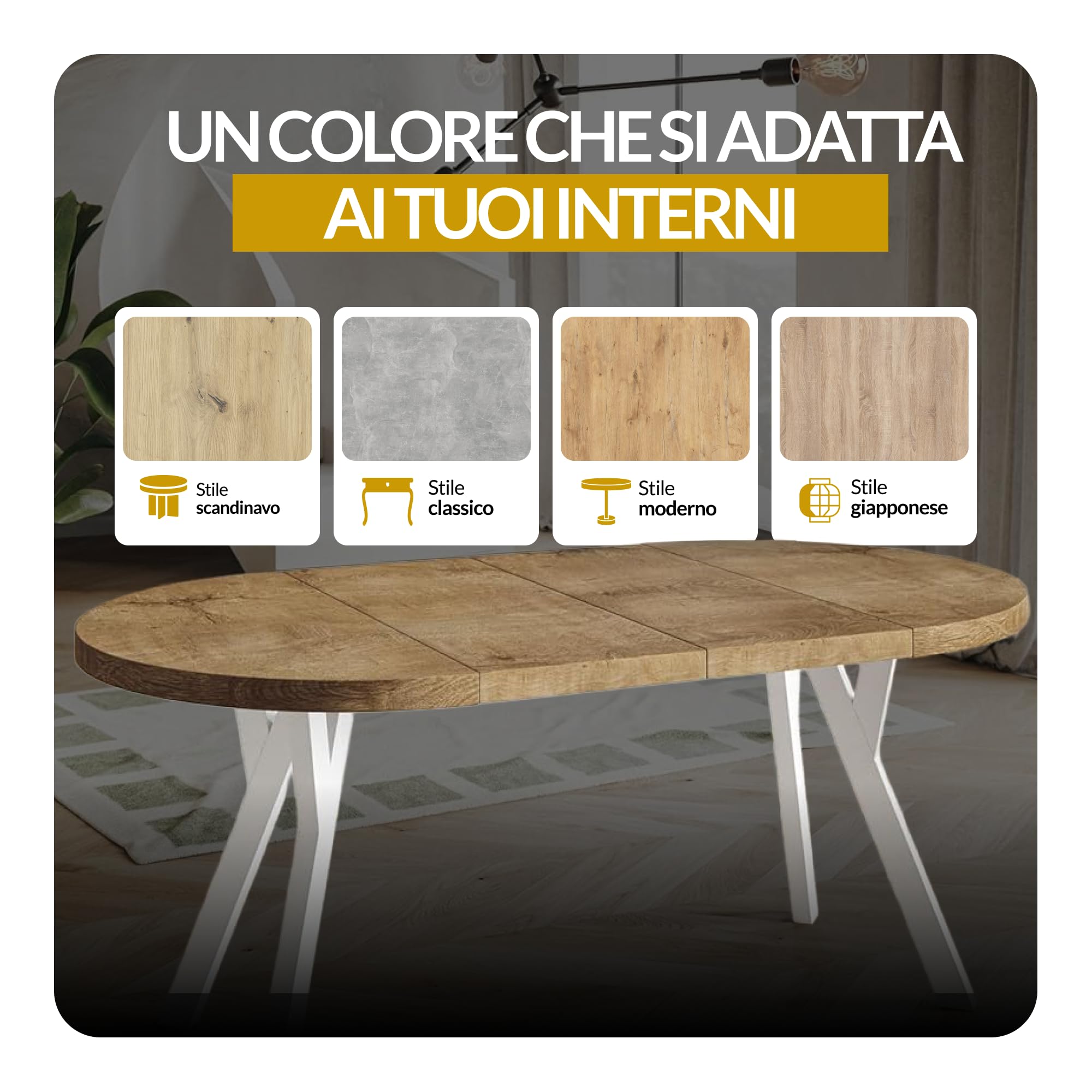 Tavolo da Pranzo Tavolo Rotondo Allungabile - Tavolo Sala da Pranzo Allungabile e Cucina - Piano in laminato da 36 mm - Gambe Solide - Diametro da 90 cm - Marmo - Collezione Ovo