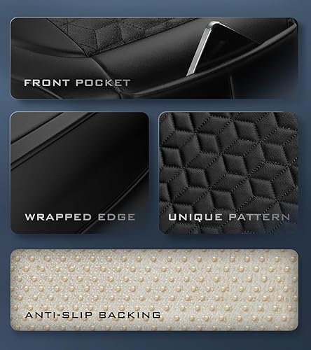 Miniatura 4 de Paquete de 1 funda de asiento de automóvil de alta calidad con 2 almohadillas de esponja más gruesas para mayor comodidad, fundas de asiento