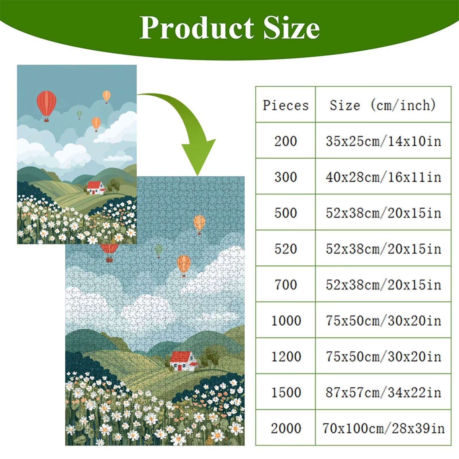 Puzzle 2000 sztuk - Kwiatowy i Górski - Trwałe drewniane puzzle z literami na plecach - 75 x 105 cm - Kreatywne hobby bez kurzu - Artykuł kolekcjonerski i 14 lat w ponad P3#1329