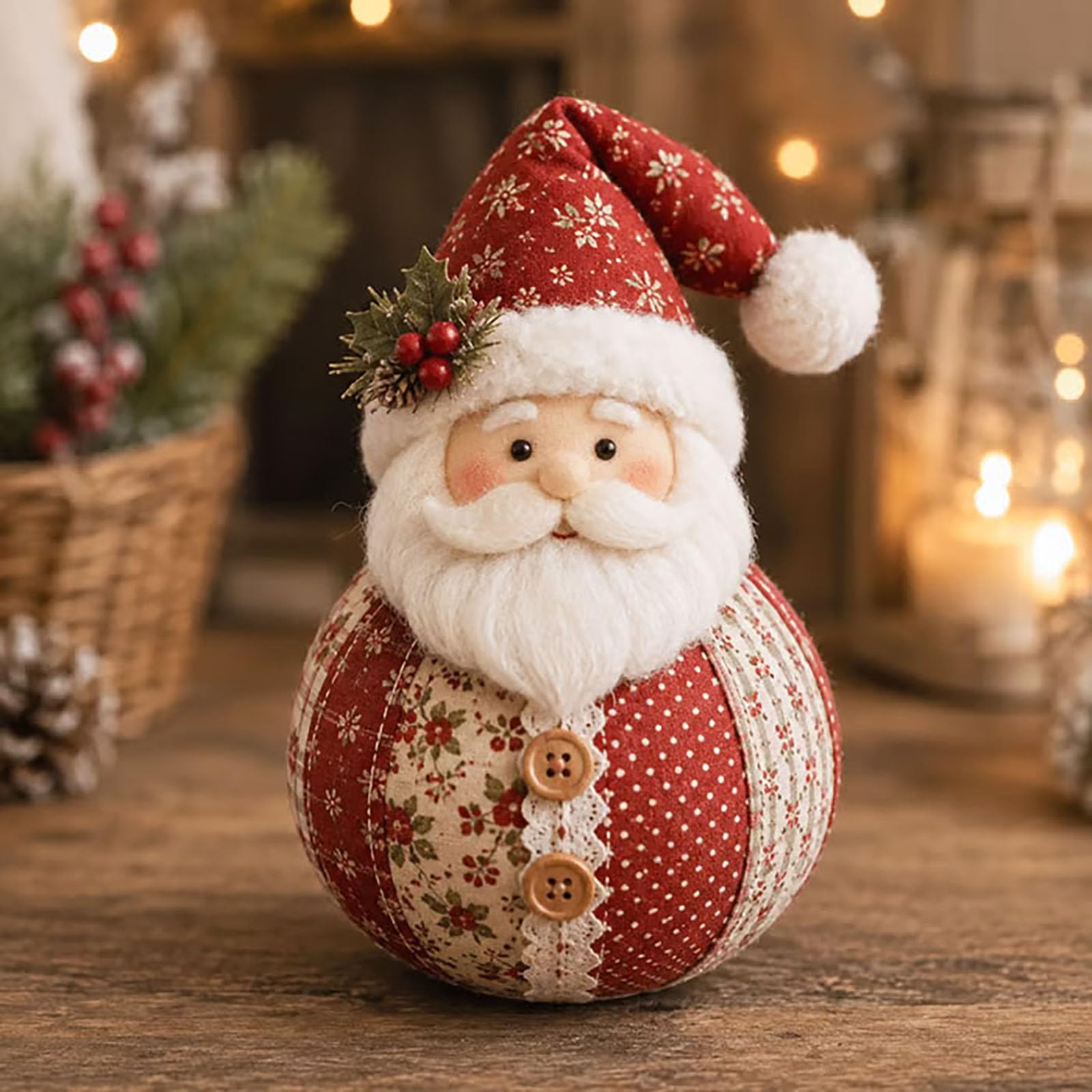 Patchwork Fabric Doll DIY Kit, Beginner Friendly Patchwork Fabric Plush Doll Craft Kit, Handmade Sewing Craft Kits with Pre-Cut, Stuffing Materials and Accessories (Santa Claus) — image 1