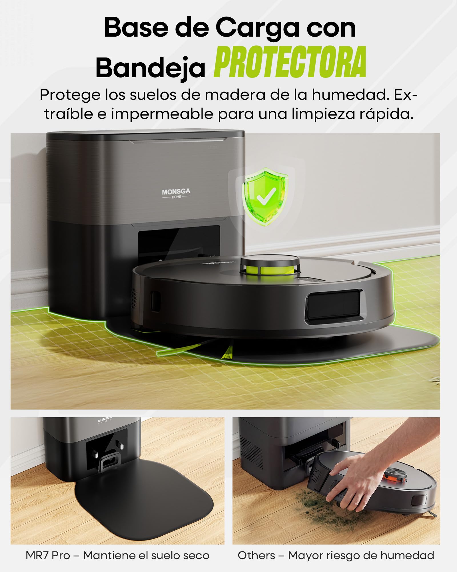 MONSGA Robot Aspirador y Fregasuelos 3 en 1 8000PA,Robot Aspirador Doble Sistema Antienredos, Obstacle Avoidance, 90 Día Self-Emptying, LiDAR Navegación, Control por App, 5 Mapas | Robot Aspirador LiDAR Navegación,90 Día Self-Emptying,Antienredos,Obstacle