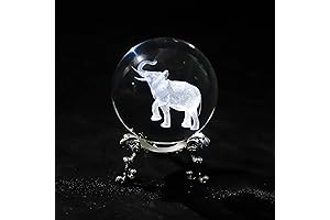 3D Laser Crystal Elephant Paperweight Trunk Up Figurine