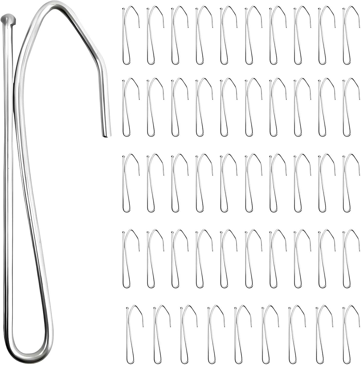 Amazon.com: 50 Pcs Curtain Hooks Stainless Curtain Pleat Hook Stainless ...