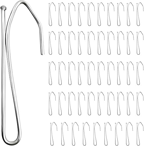 Miniatura 1 de 50 ganchos de cortina de acero inoxidable para cortinas plisadas, ganchos plisados de acero inoxidable, ganchos de metal profundo para cortinas