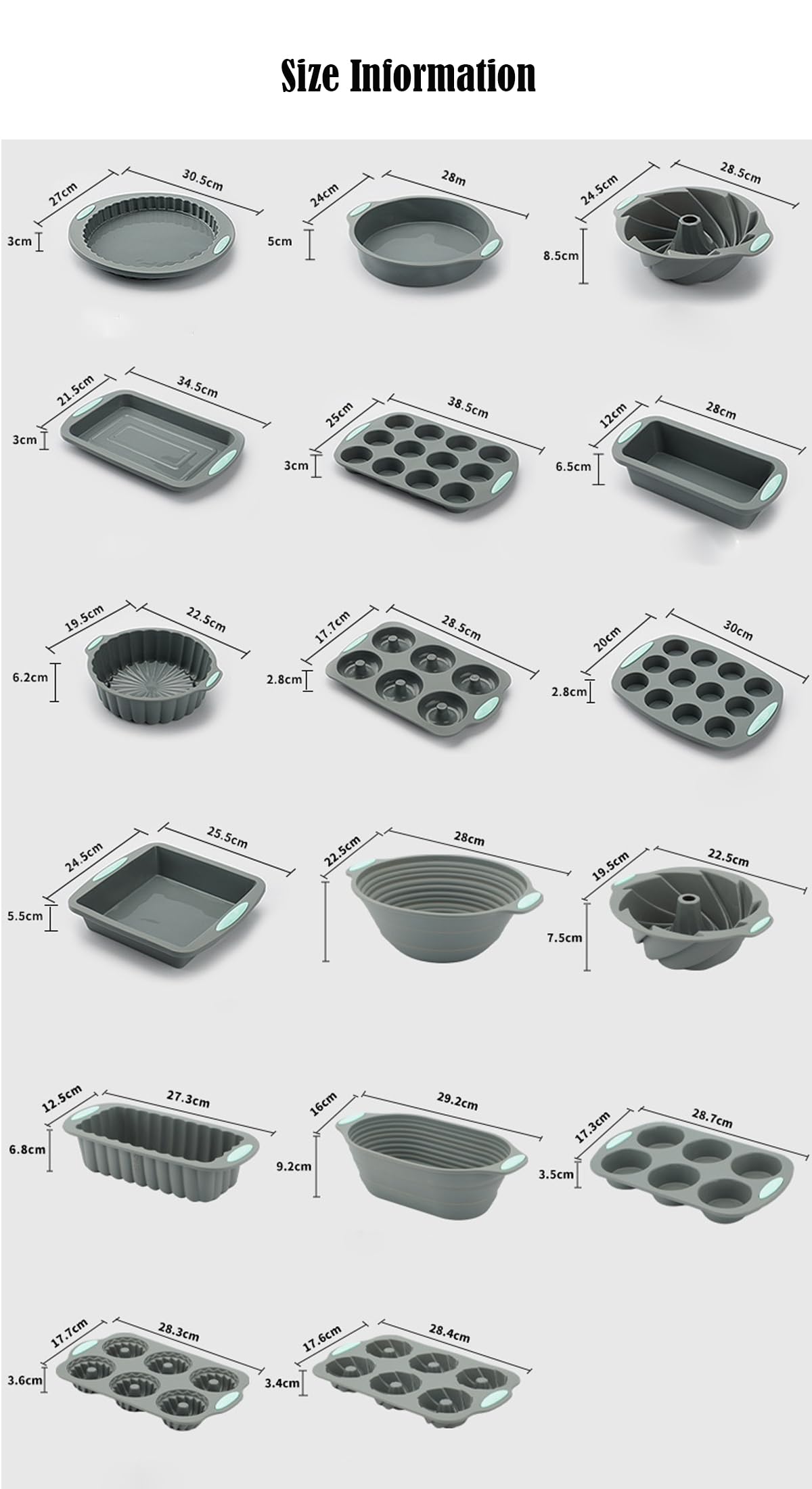Juego De Utensilios Para Hornear De Silicona De 5 O 6 Piezas, Moldes Para Hornear Antiadherentes Para Horno De Cocina, Moldes De Silicona Para Pasteles Con Molde Para Muffins (Conjunto 5)