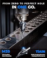 Vista 2 de toolant - Broca de cuatro espirales de cobalto (Pro), broca de paso Unibit lista para impacto, 1/4"-1-1/8", broca de paso hexagonal de 1/4 pulgadas