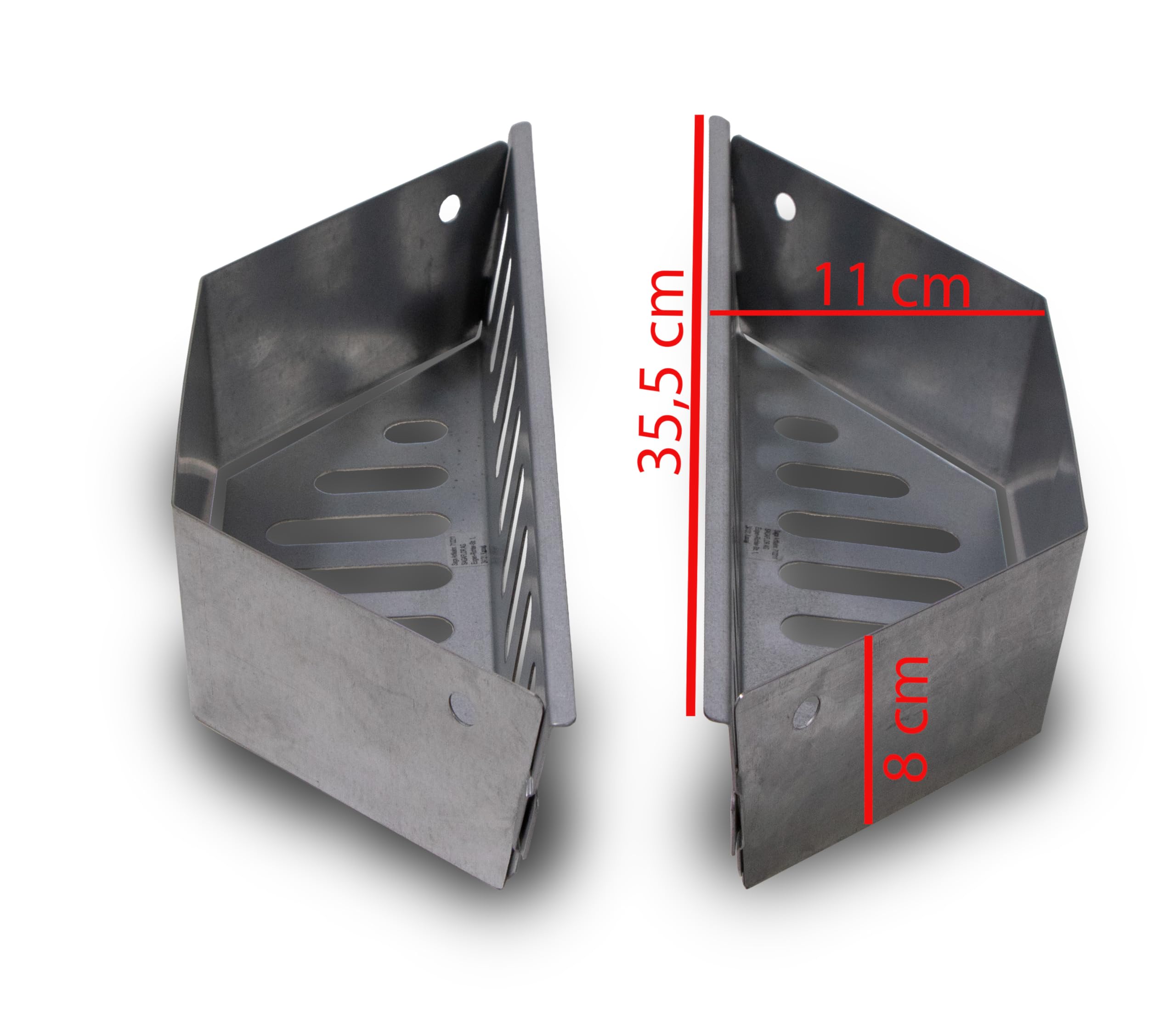 Holzkohlekörbe - Optimale Glutverteilung auf Holzkohlegrills, ideal für indirektes und direktes Grillen, ermöglicht vielseitige Grilltechniken - Robuster Stahl, 36x11x7cm, 2 Stück