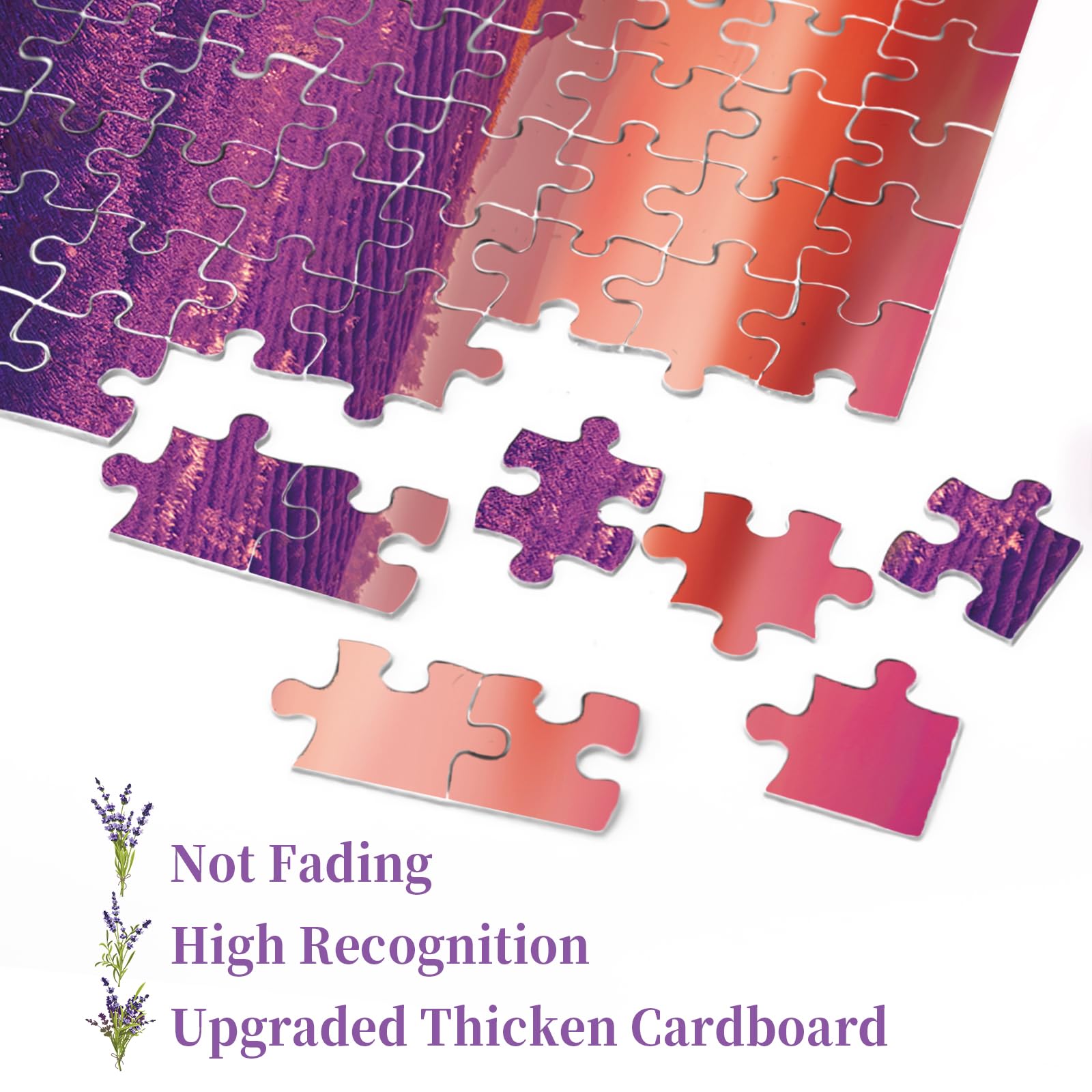 1000 Teile Lavendelfeld Puzzle Für Erwachsene – Schwer & Fordernd Mit Buchstaben Auf Der Rückseite