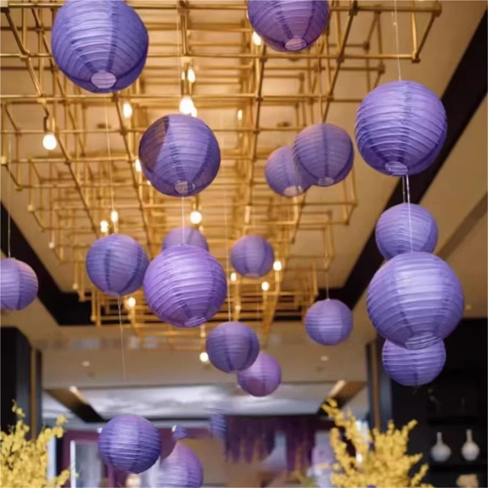 10 Stücke cm ~ 40 Lila Serie DIY Handgemachte Malerei Chinesische Papierlaterne Ball Hochzeit Runde Dekorationen Für Partys(Color 5,30cm paper lantern)