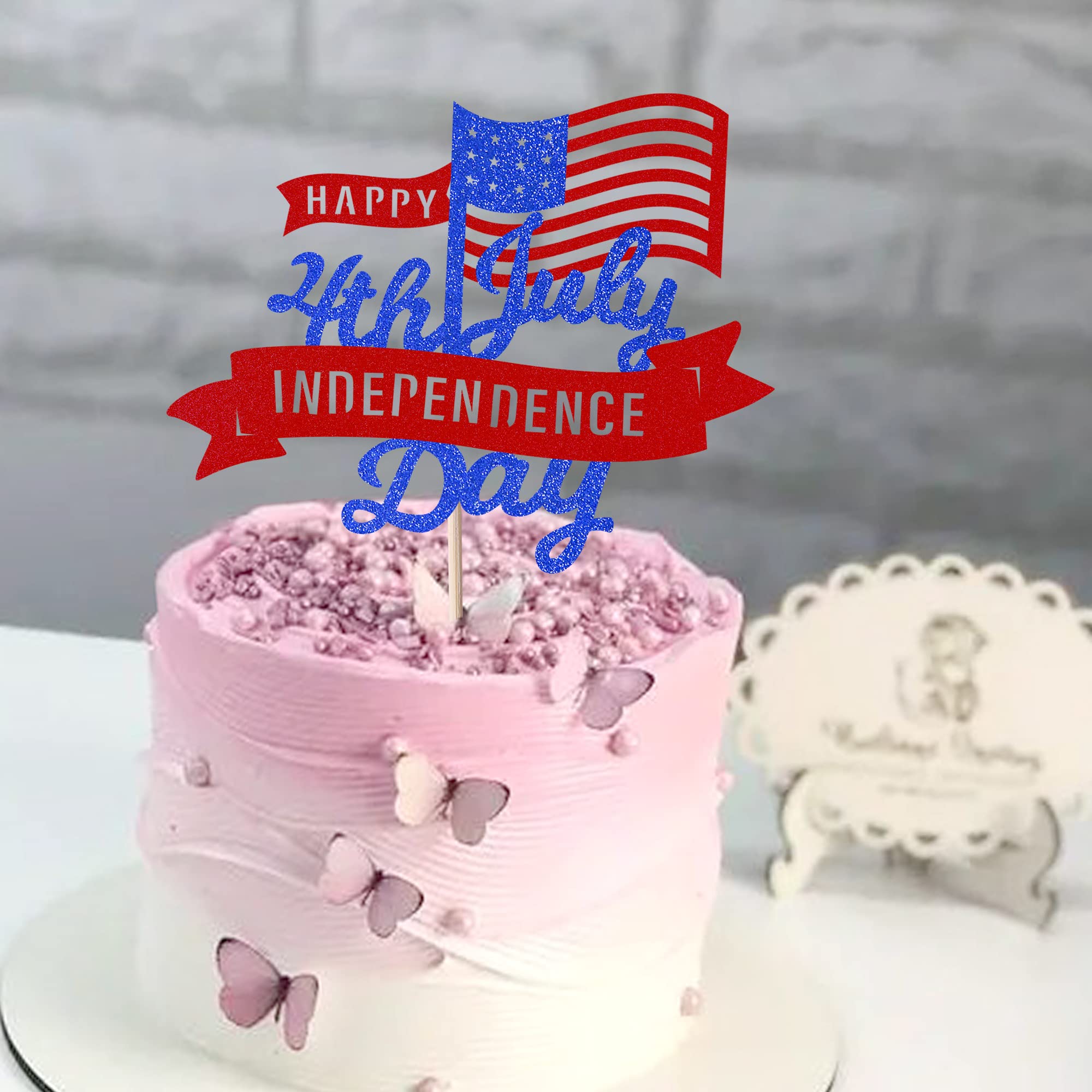 Patriotischer Tortenaufsatz Für Den 4. Juli – Unabhängigkeitstag-Deko Für Kuchen & Cupcakes – Nicht Essbar, Inkl. Stab