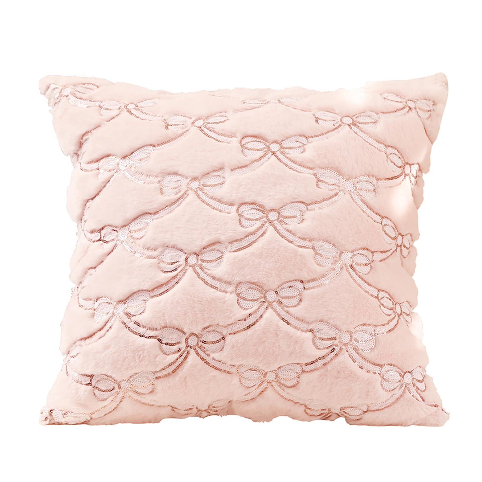 Hsioluted Stylish Double Bowknot Decorative Pillow Cover Soft Polyester Fabric for Living Room Bedroom Home Decoration Easy Caring Soft Polyester Pillowcase