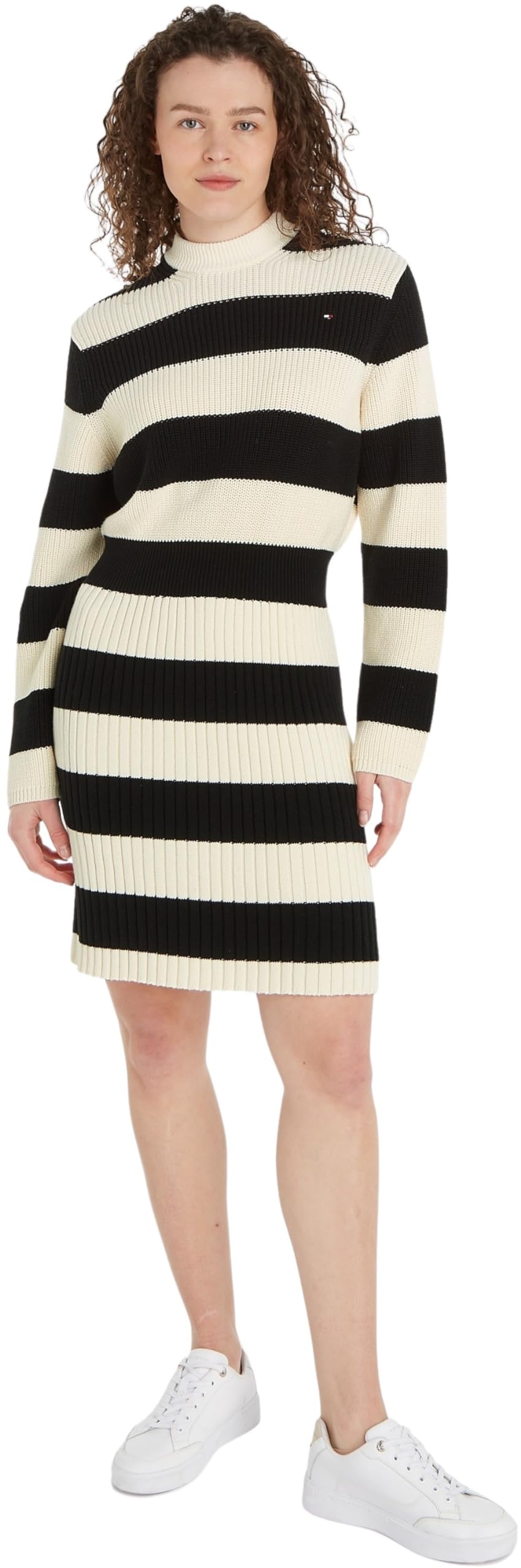 Tommy Hilfiger Damen Pullover Kleid Co Cardi Stitch Langarm, Mehrfarbig (Black/ Calico Rugby Stp), XL