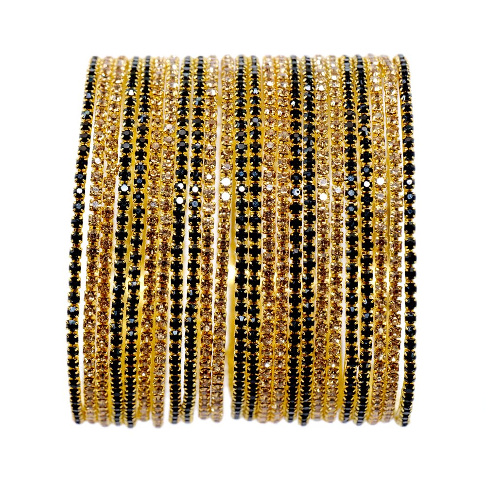 ZULKA Non-Precious Metal Base Metal with Zircon Gemstone Studded worked Glossy Finished Bangle Set For Women and Girls, (Gold-Black_2.6 Inches), Pack Of 24 Bangle Set (B0B6VVBVCP) Amazon Price History, Amazon Price Tracker