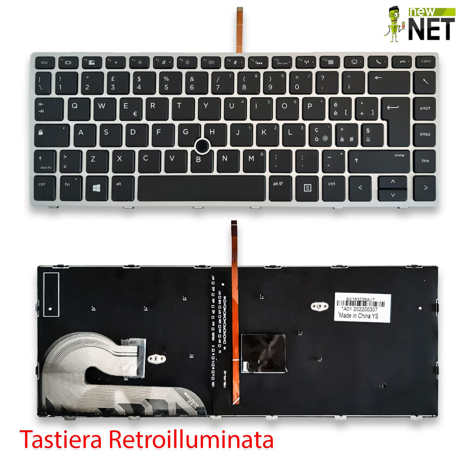 Tastiera Italiana HP EliteBook 745 G5 745 G6 840 G5 840 G6 846 G5 846 G6 Retroilluminata con Frame Layout ITA