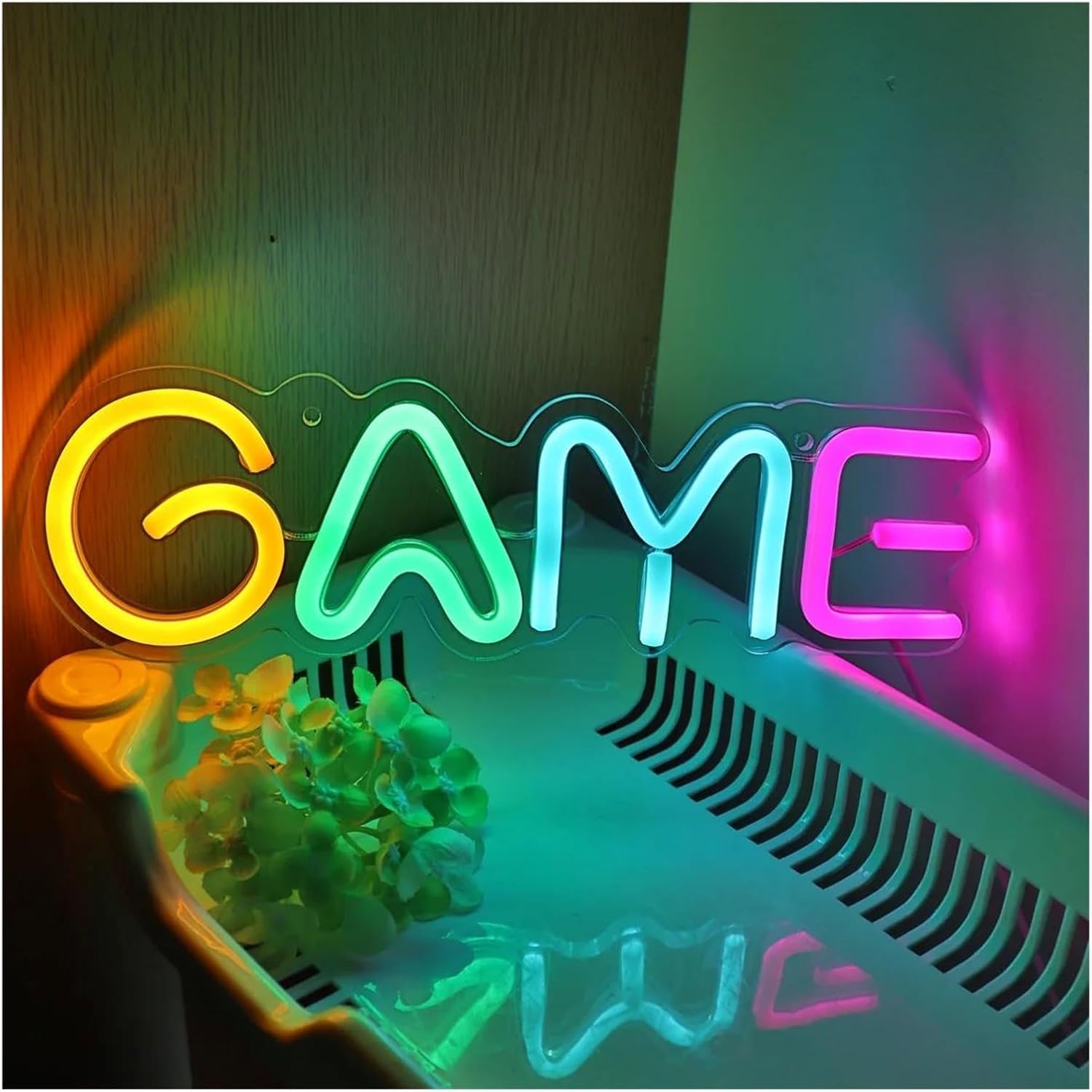 Insegna al per neon colorata a per LED GAME luminosa per per sala giochi, pub, club, 28 cm × 8,7