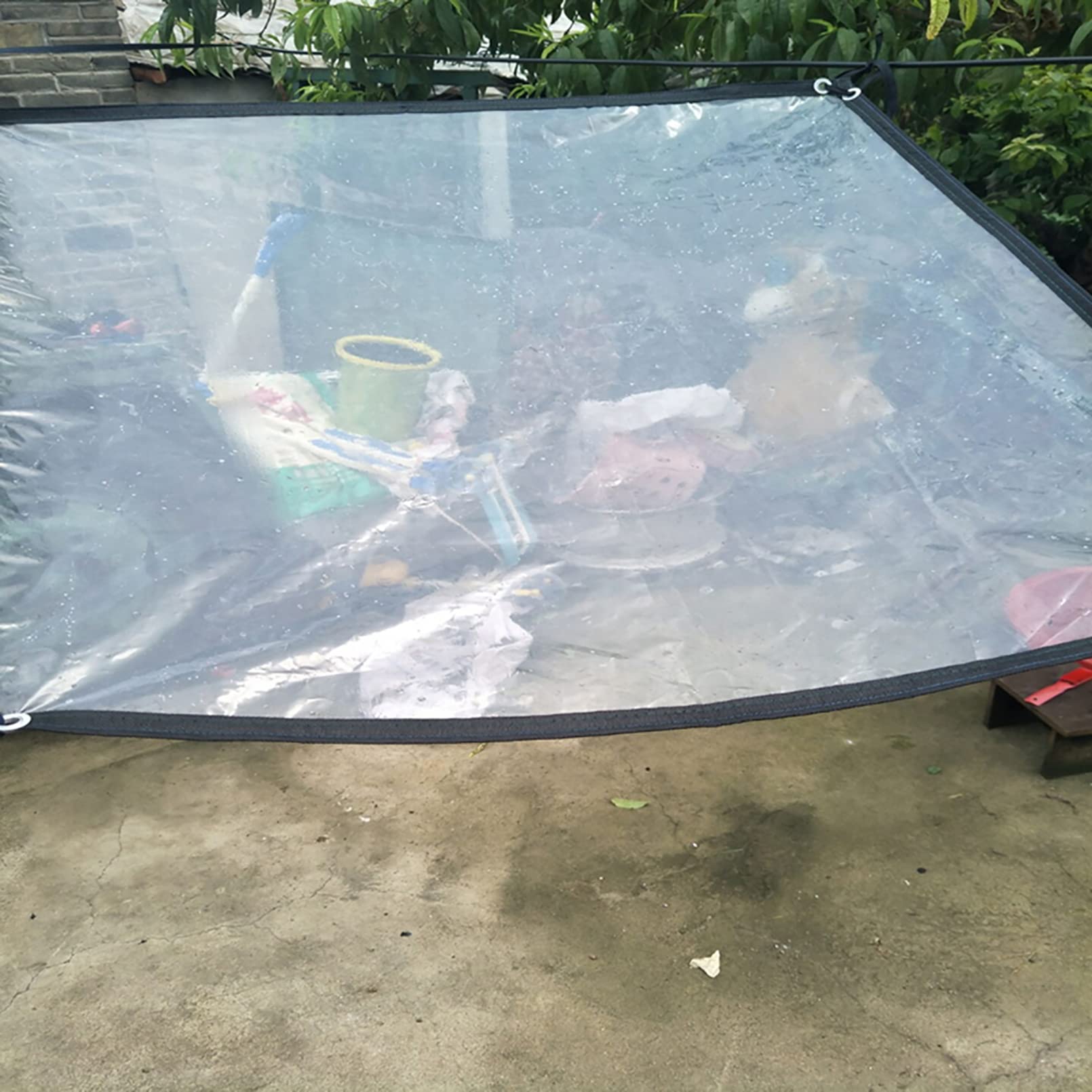 Telo trasparente per esterni impermeabile in PE con pellicola di plastica con occhielli in metallo, tenda per amaca, 125 g/㎡