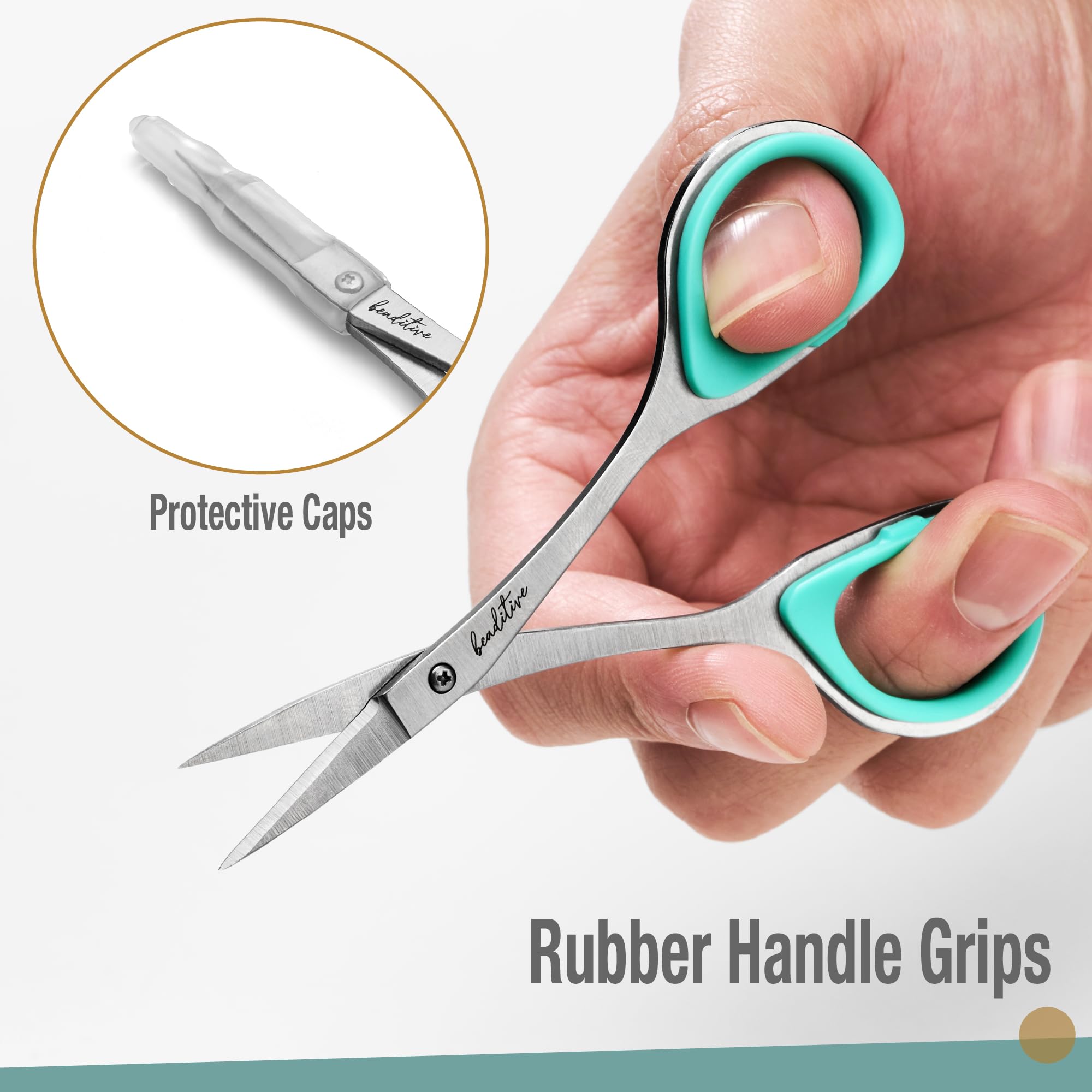 Beaditive cucito e ricamo forbici set (2 pz.) curvo, sharp, in acciaio steel design | punte di precisione, ergonomica maniglia di gomma grip | piccolo, compatto fai da te usa (1 Curvo, 1 Dritto)