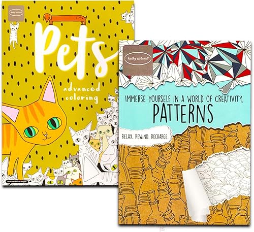 Miniatura 4 de Adult Coloring Books Juego económico: 4 libros surtidos para colorear para adultos con kit de lápices de colores (más de 120 patrones para aliviar