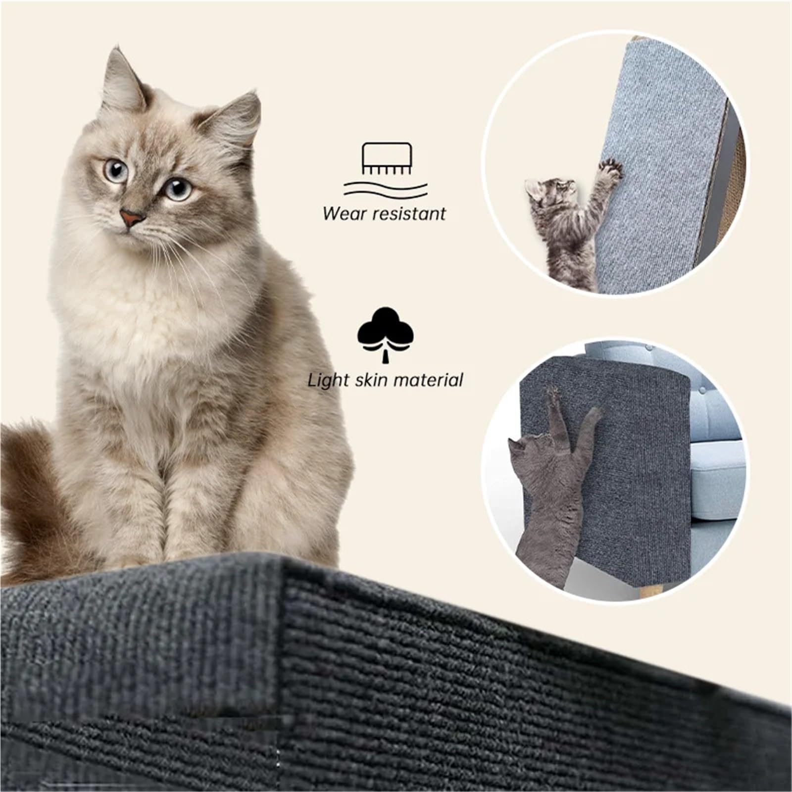Kratzschutz Sofa Katze Selbstklebende Katzenkratzmatte, Möbelschutzdecke(Dark Gray,60x100cm)