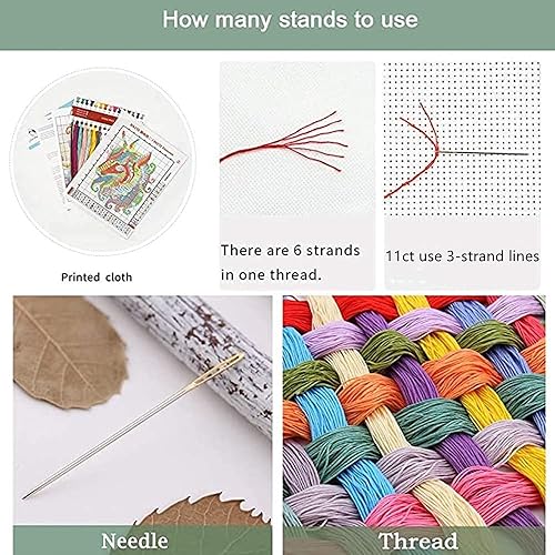 Miniatura 4 de OHAOLYLE Kits de punto de cruz, kits de punto de cruz estampados preimpresos para principiantes, kits de costura de mano de 11 quilates, kits de