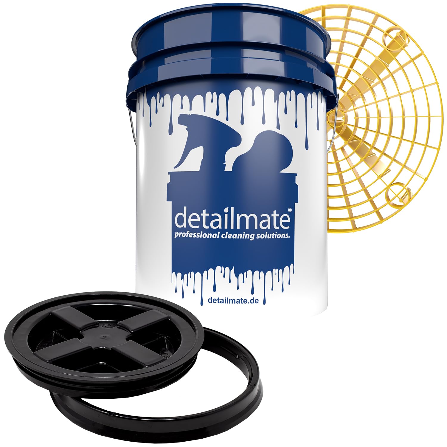 detailmate GritGuard Kit de nettoyage professionnel pour voiture : seau de lavage 5 GAL (env. 20 litres) / couvercle de seau Gamma Seal bleu/insert blanc