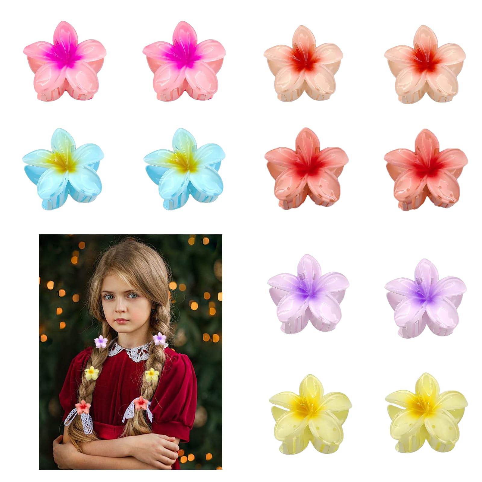 Kaizuca 12 Pack Flower Hair Clips, 3 cm Cute Acrylic Small Hair Clips, Non-Slip Hair Jaw Clips