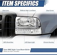 Vista 2 de Auto Dynasty Conjunto de faros delanteros compatible con Ford F-250 F-350 Super Duty 1999-2004, faros halógenos para el lado del pasajero