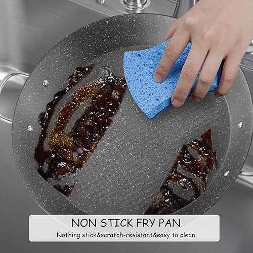 Miniatura 8 de Paella Pan, 14 Inch Stainless Steel Paella Pan, Non-stick Coating, Seafood and Meat for 6 Servings, Cooking Pan Suitable for All Cooktops Including