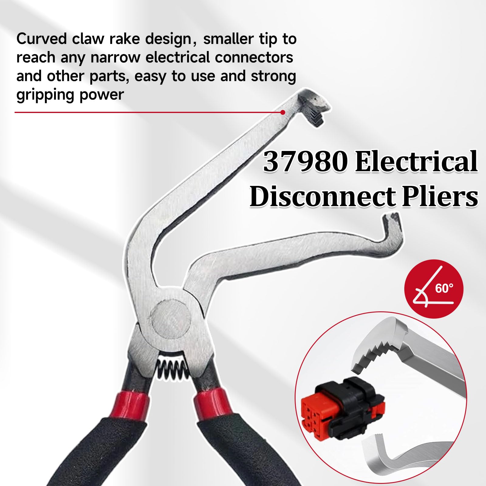 2Pcs Electrical Disconnect Plier 37980,8 inch 60 Degree Electrical Connector Pliers for Cars, 13120 Connector Separator, Fuel Line Hose Disconnect Tools with Anti-slip Handle, Push Tab Style Plugs