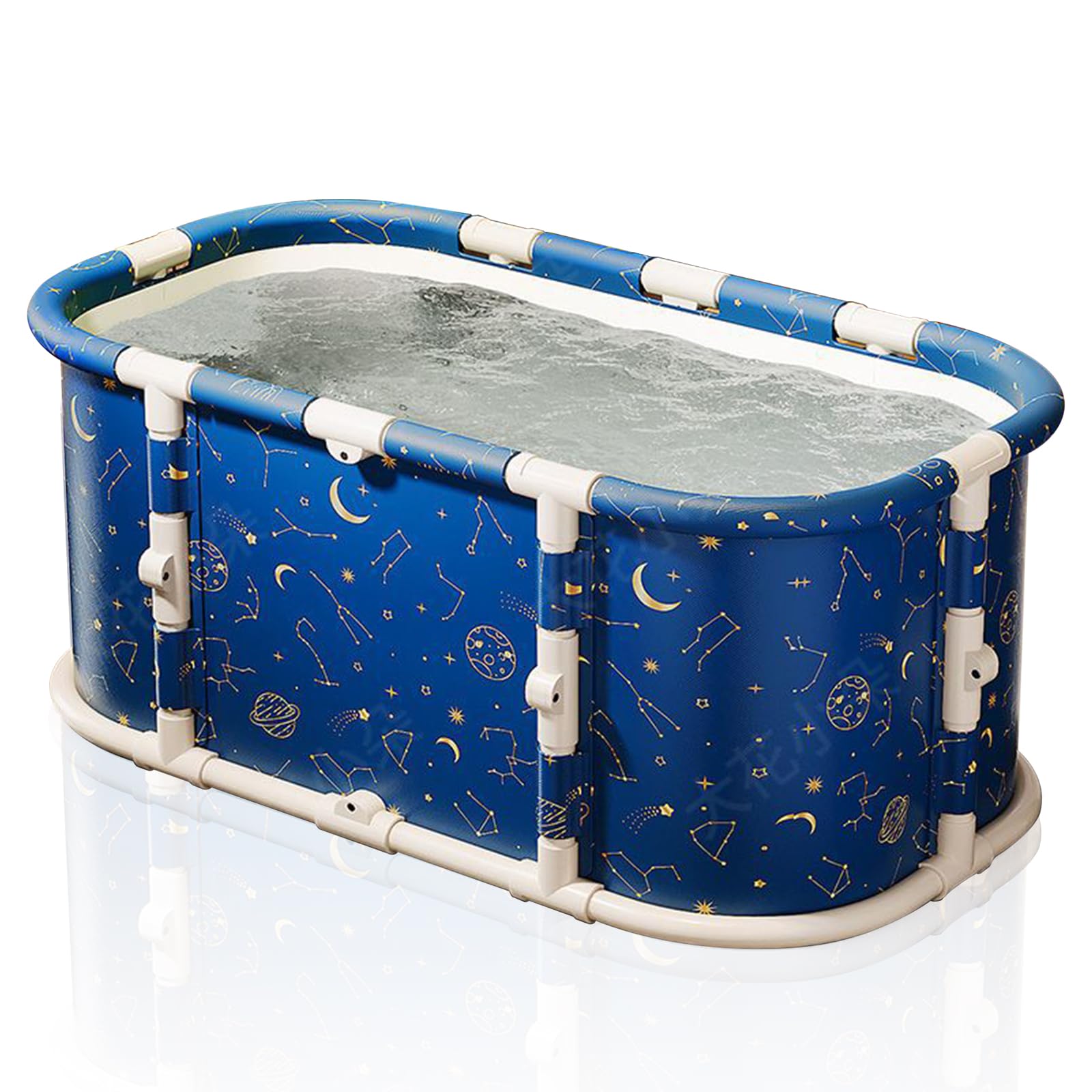 Simcat Portable Foldable Bathtub, Large Soaking Bathtub for Hot Shower and Ice Bath, Freestanding Bath tub for Adults Kids (Blue)