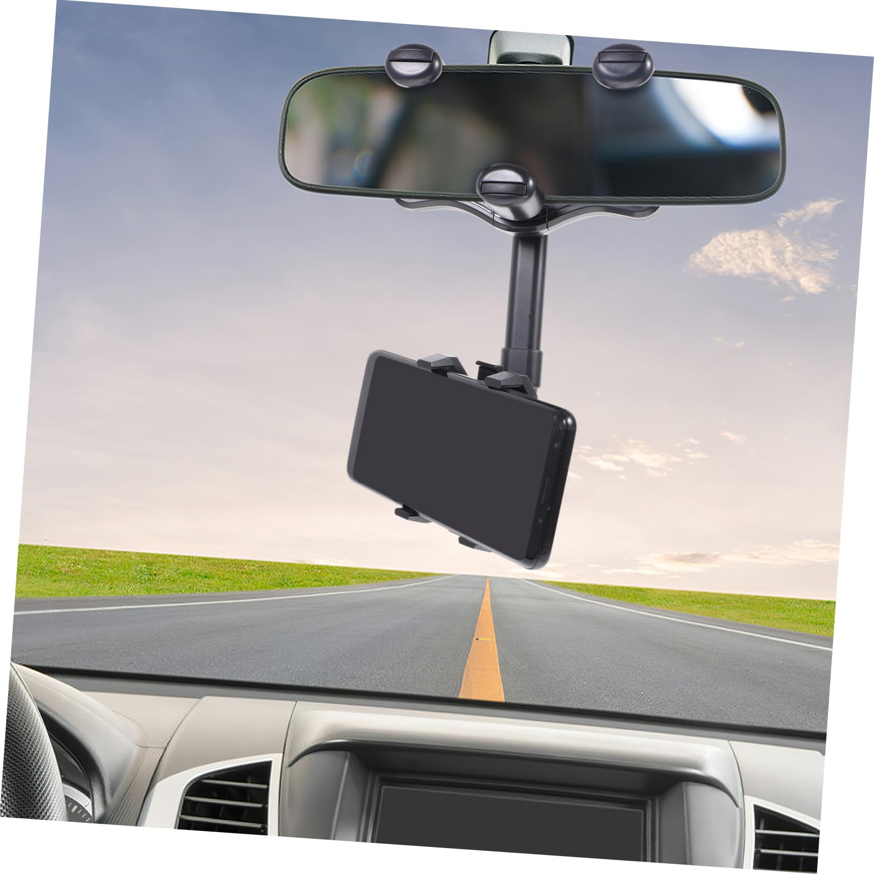 3 Piezas Soporte Móvil para Coche con Clip Giratorio Montaje Estable Espejo Retrovisor Compatible Mayoría de Teléfonos y Vehículos Fácil de Instalar y Usar Mano