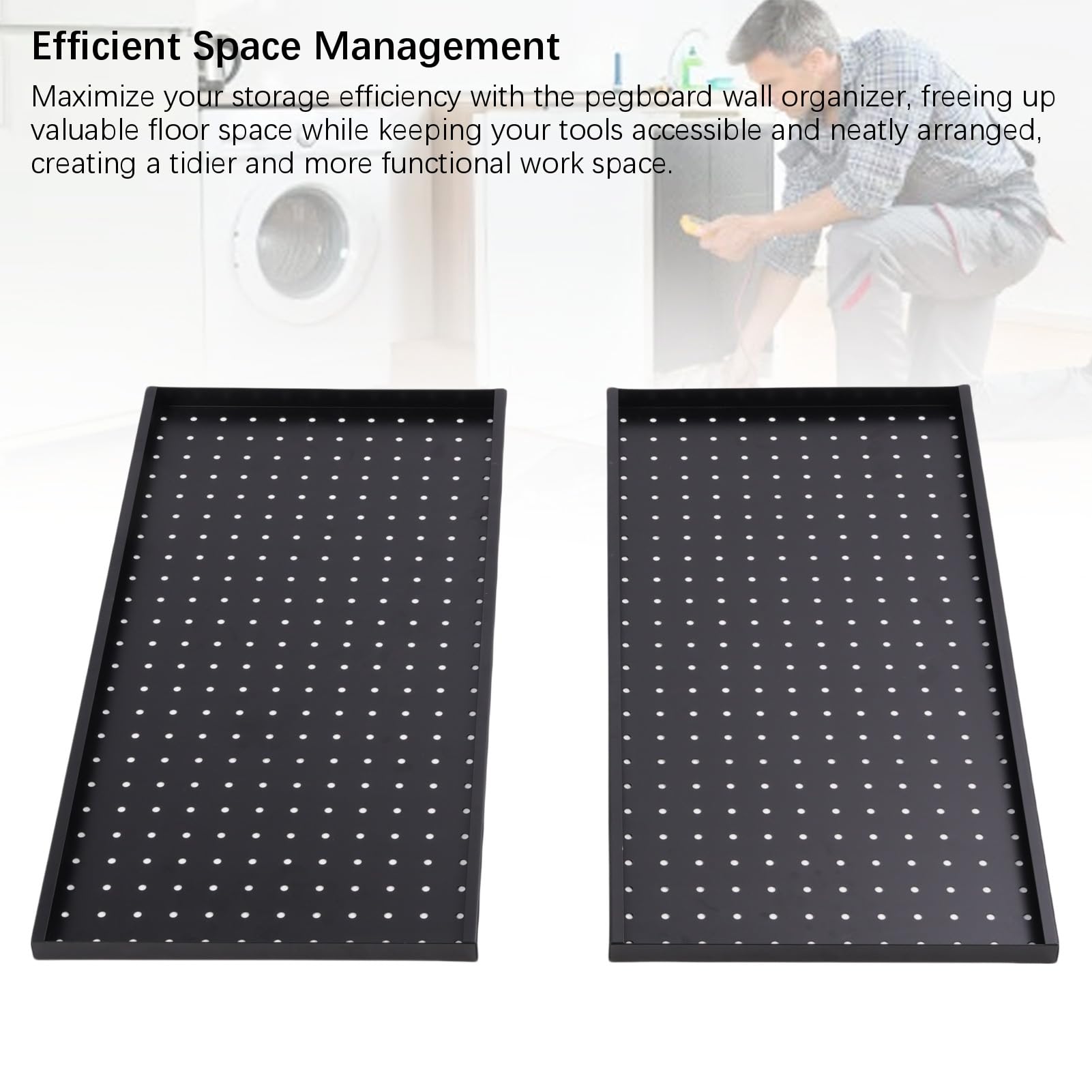 Asixxsix Paneles de Tablero Perforado de Metal, Organizador de Pared Resistente de Acero con Recubrimiento en Polvo, Paquete de 2, 24 X 12 Pulgadas con 288 Orificios para Almacenamiento de