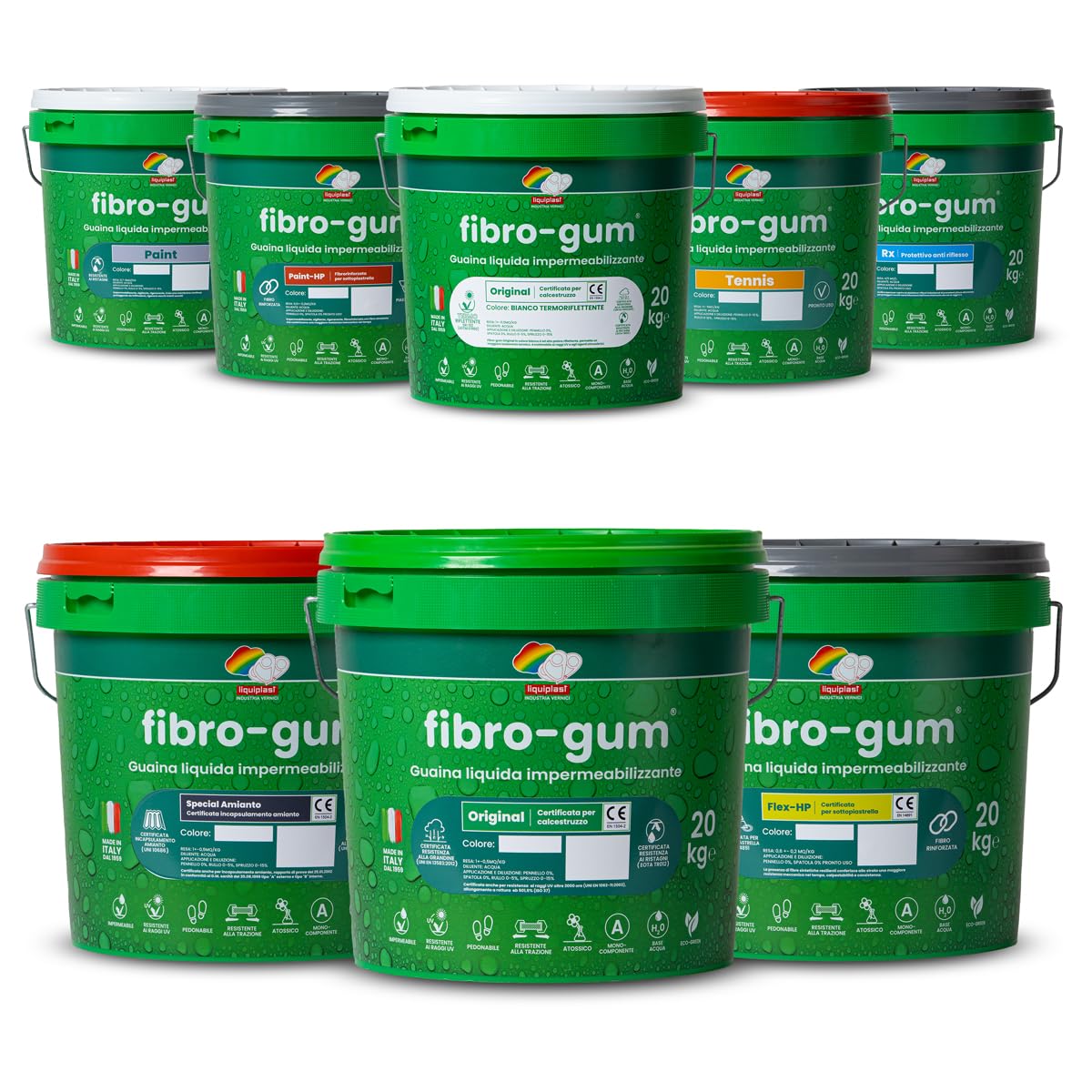 FIBROGUM ORIGINAL BIANCO (Termoriflettente SRI 102) 20 KG - Membrana Impermeabilizzante ad Alte Prestazioni