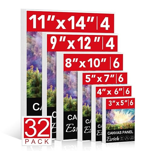 ESRICH Canvas Boards for Painting 32 Pack Art Supplies Paint
