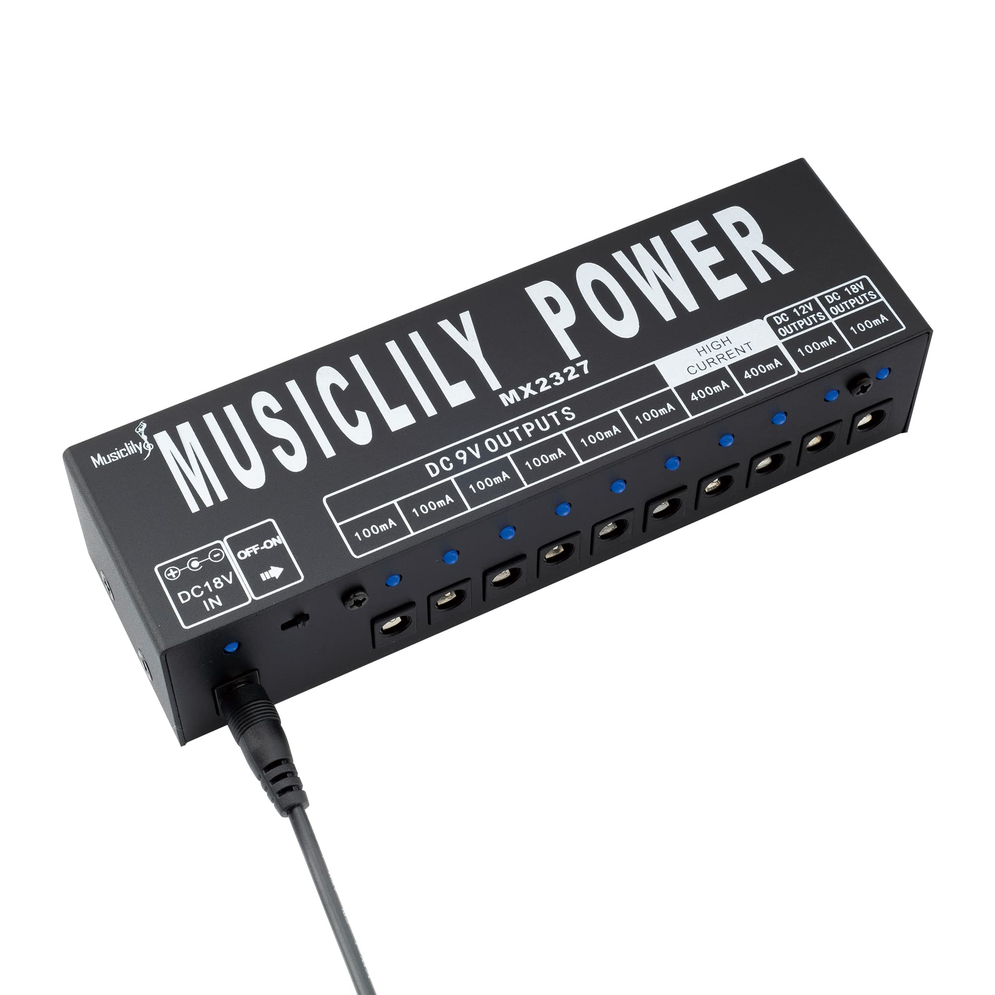 Musiclily Pro Alimentatore Pedale Chitarra 10 Uscite Isolate con Adattatore Standard EU per 9V/12V/18V Pedali Effetto Power Supply